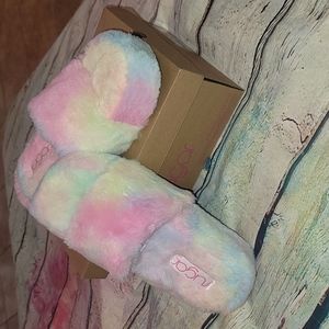 Sugar New tie dye furry slides